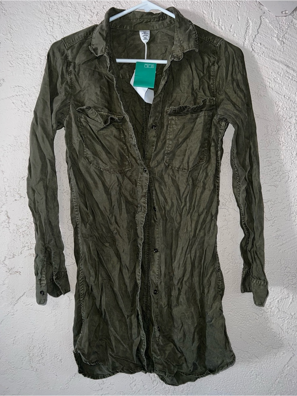 Long Olive Green Women's Shirt dress new size 2